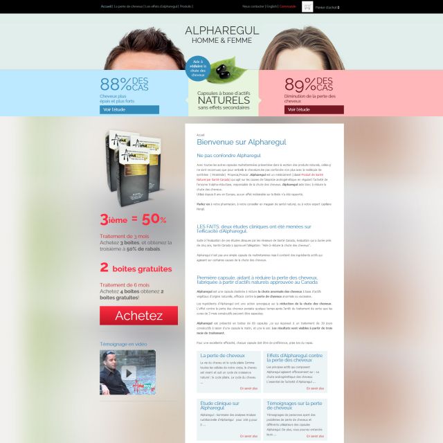 Conception de site web de vente en ligne, contre la perte de cheveux au Canada